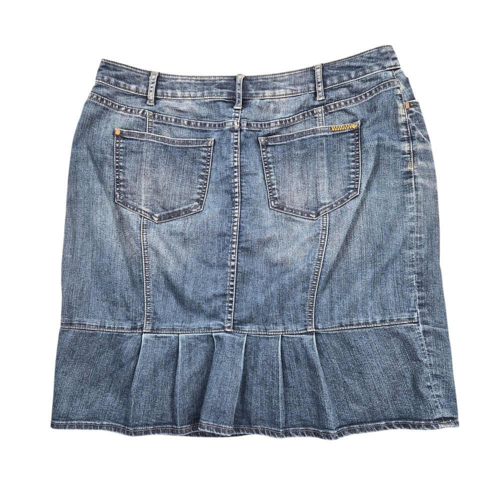 Pilcro and the Letterpress‎ Blue Denim Pleated Ruffle Back Mini Skirt Size 32 - Picture 2 of 6